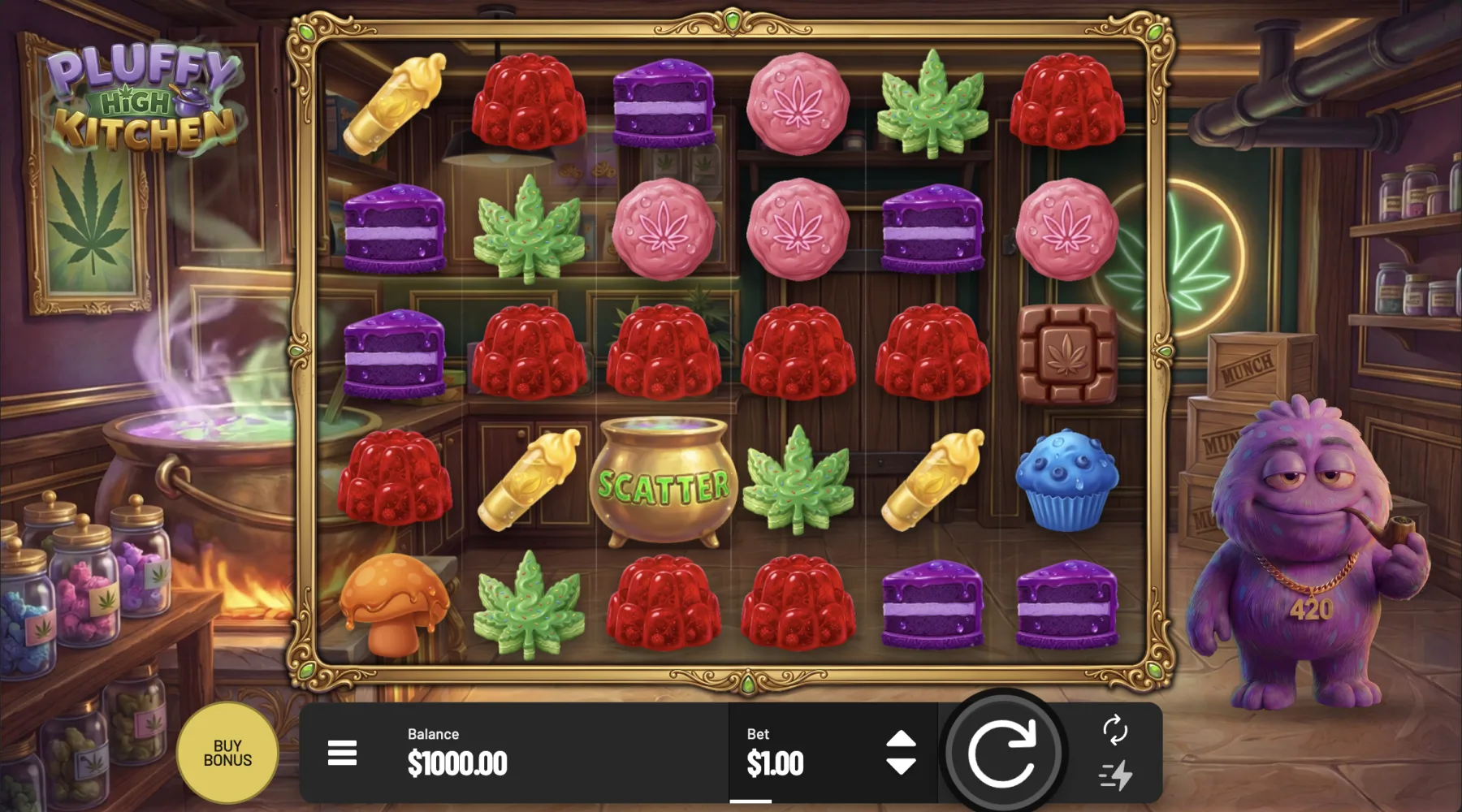 Pluffy High Kitchen gameplay the reels in Pluffy's kitchen